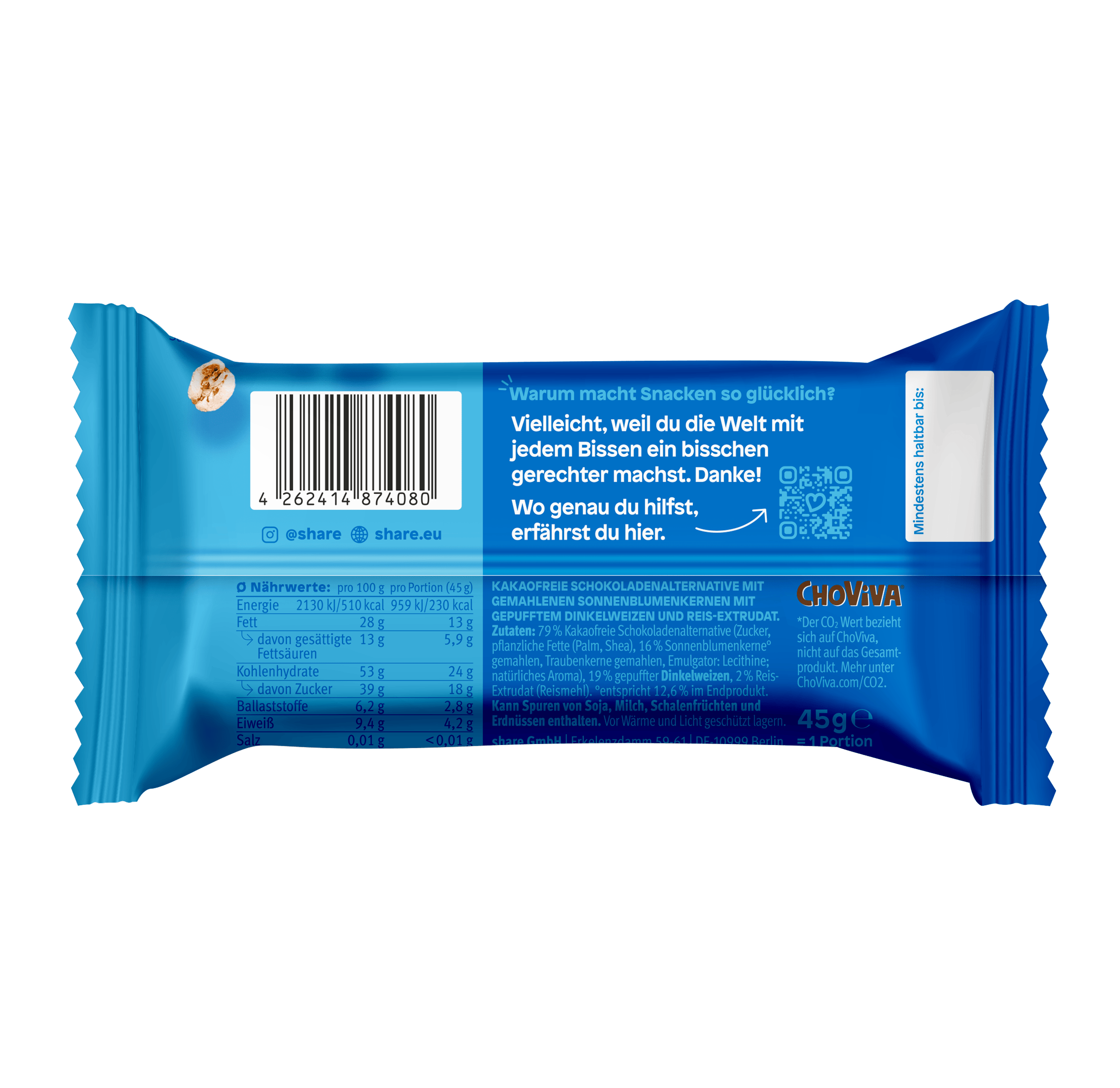 Veganer Dinkel Pops Riegel mit ChoViva