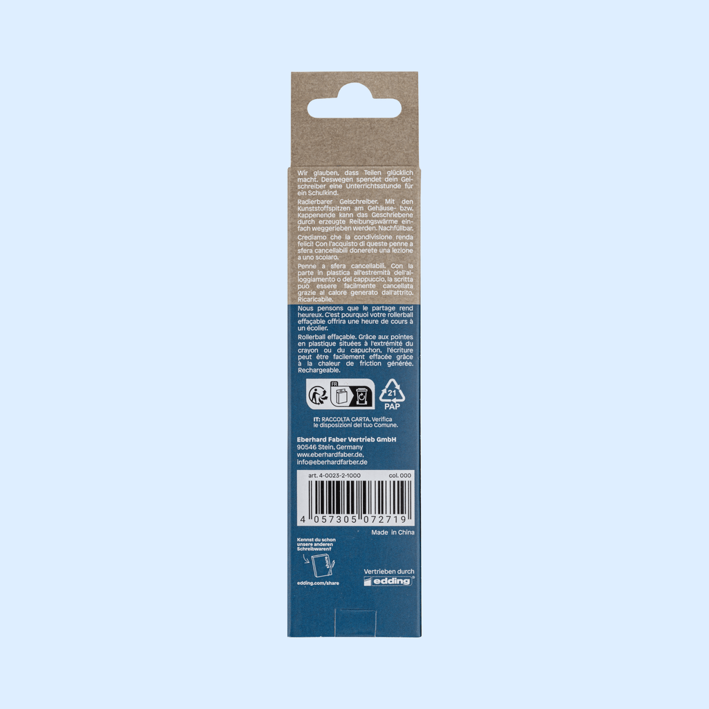 Radierbarer Gelroller M schwarz-blau 2er-Pack