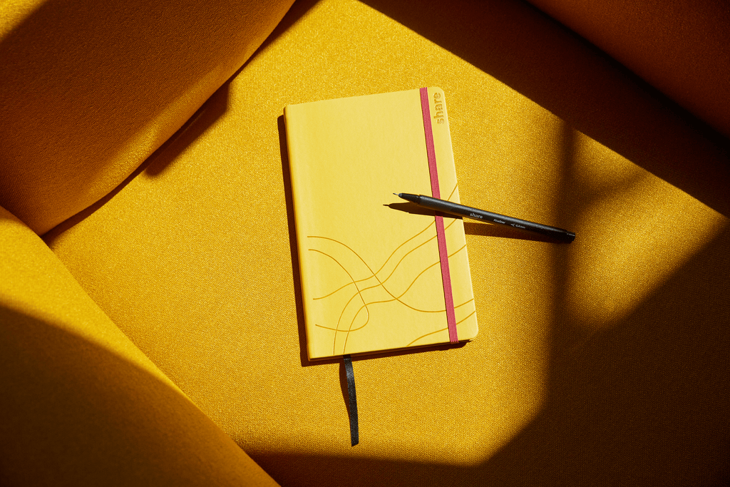Notizbuch A5 punktkariert gelb