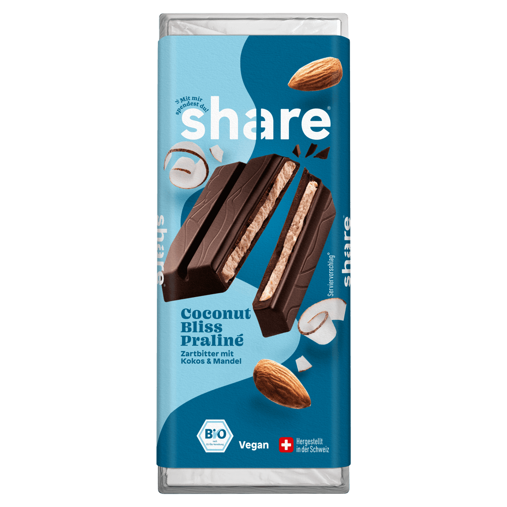 Bio Tafelschokolade Coconut Bliss Praliné Zartbitter mit Kokos & Mandel 1x80g