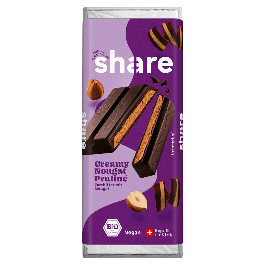 Bio Tafelschokolade Creamy Nougat Praliné Zartbitter mit Nougat 1x80g