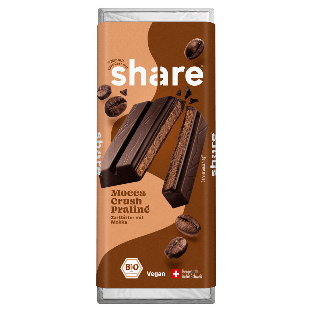 Bio Tafelschokolade Mocca Crush Praliné Zartbitter mit Mokka 1x80g
