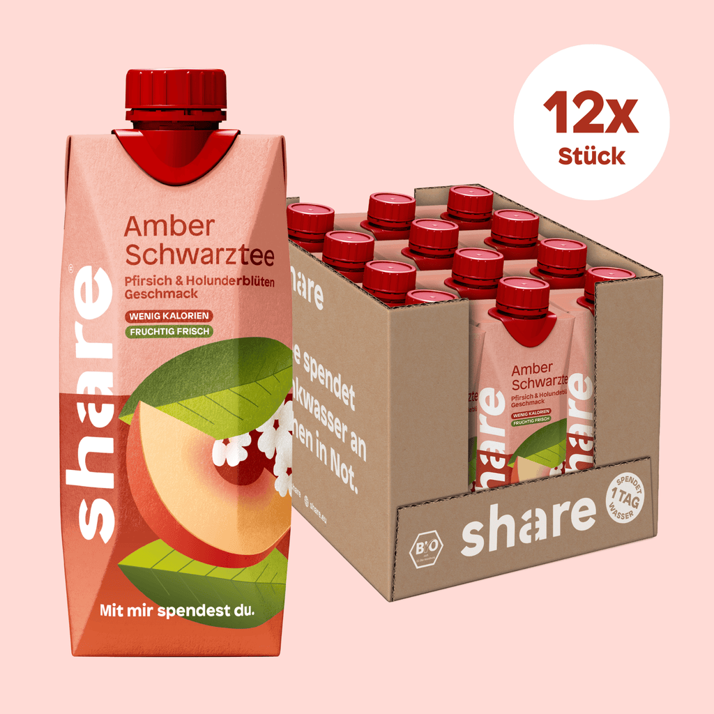 Bio Teegetränk Amber Schwarztee Pfirsich Holunderblüte